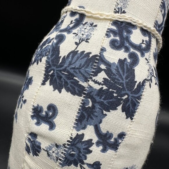 Handmade Stuffed Cat Blue White Floral Fabric Kitty Decorative Retro Flowers - Picture 7 of 8